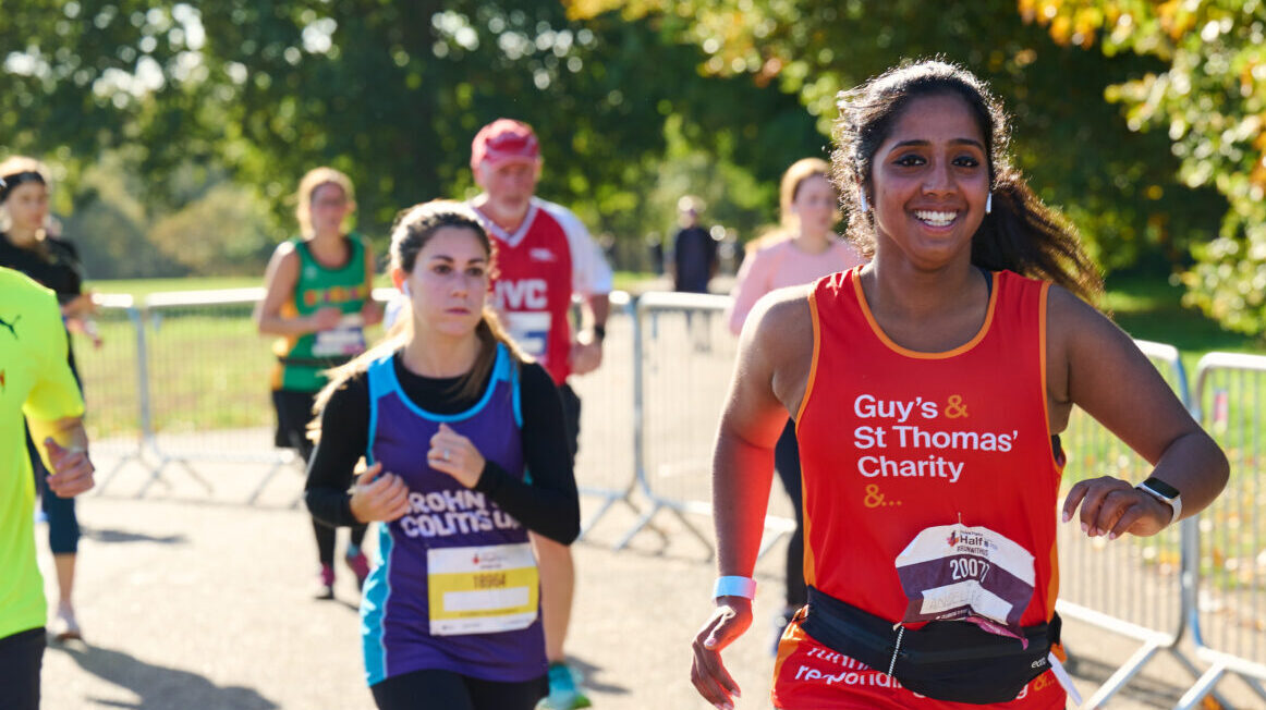 Woman running half marathon.