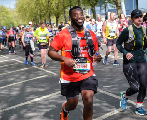 Man running London Marathon