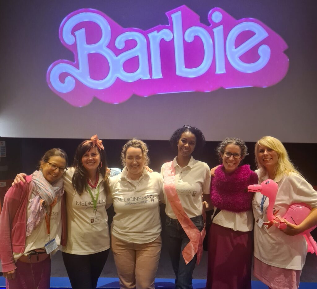 Medicinema staff dress up for the showing of Barbie.