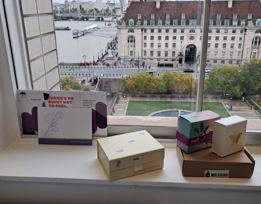 Early pregnancy bereavement resources on the window sill.